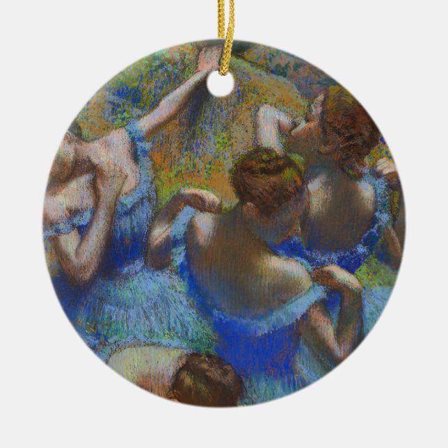 Degas Blue Dancers Pastel Fine Art Masterpiece Julgransprydnad Keramik (Framsidan)