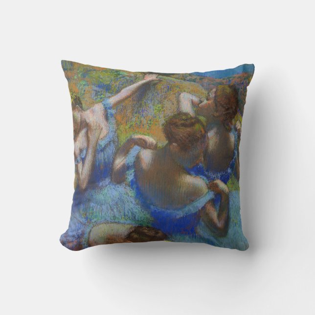 Degas Blue Dancers Pastel Fine Art Masterpiece Kudde (Framsida)