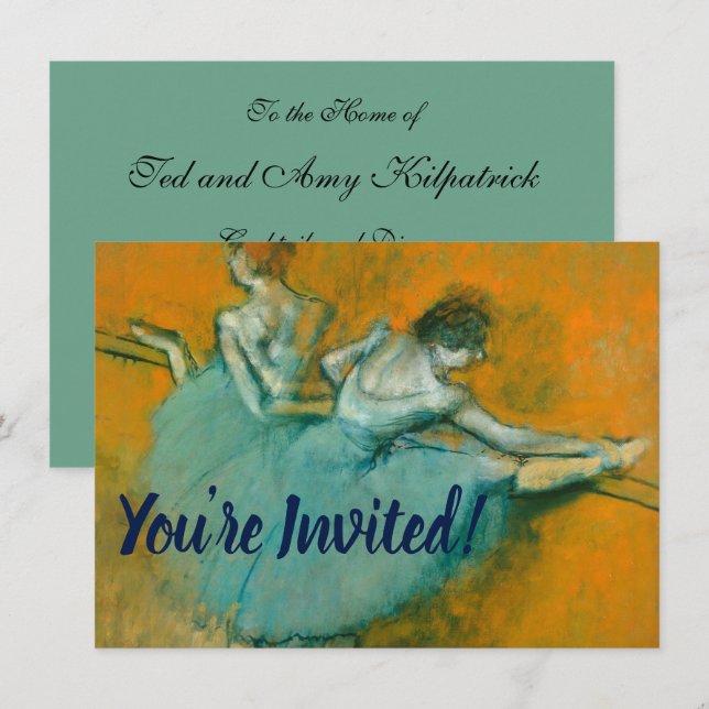 Degas Dancers vid Pub Ballet Inbjudningar (Fram/baksida)