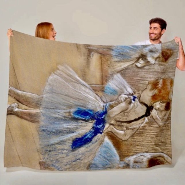 Degas Dansare med Blått Band Fleecefilt (A warm throw blanket with an elegant floral design. 
)