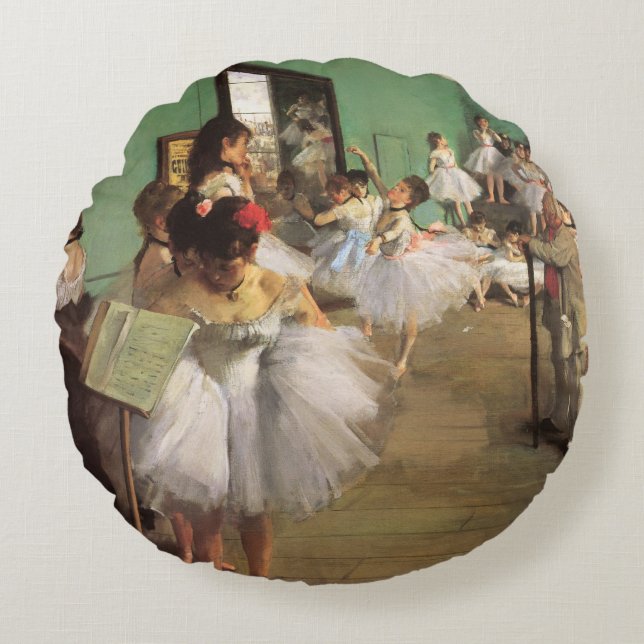 Degas dansklass, vintage impressionism balett rund kudde (Framsidan)