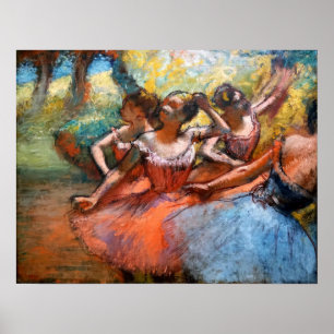 Degas - Fyra ballerinas på etapp 1890 Poster