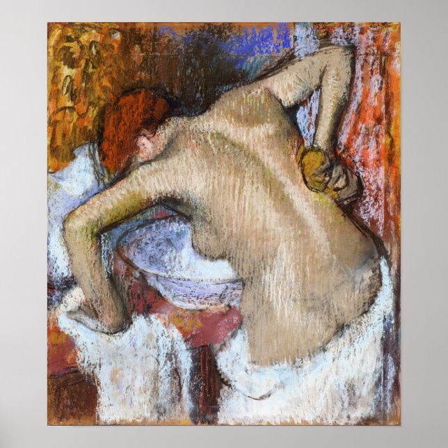 Degas - Kvinna som tvättar ryggen Poster (Framsidan)
