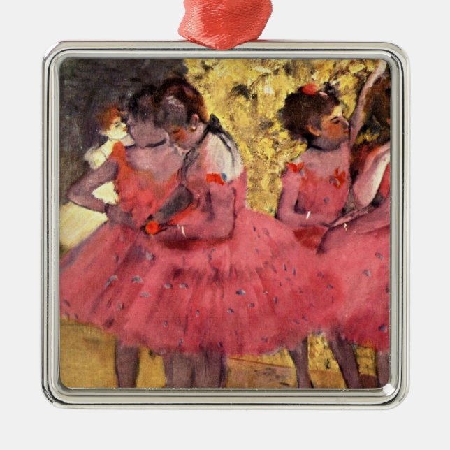 Degas - Rosa Dancers Julgransprydnad Metall (Framsidan)