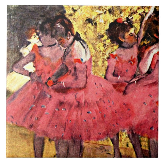 Degas - Rosa Dancers Kakelplatta (Framsidan)