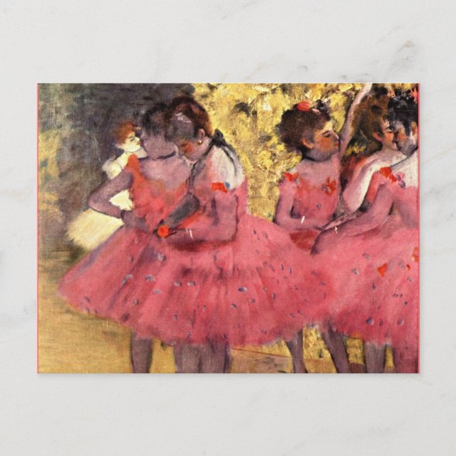 Degas - Rosa Dancers Vykort (Framsida)
