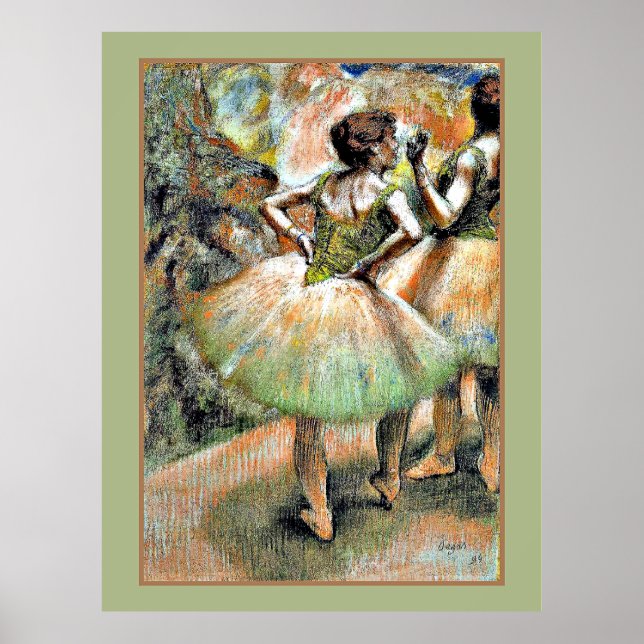 Degas - Rosa och Grönt för dansare Poster (Framsidan)