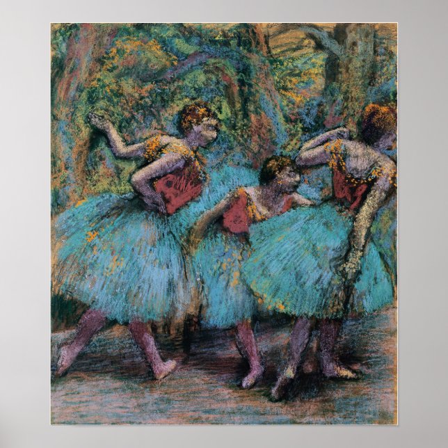 Degas - tre dansare (Blue Tutus Red Bodices) Poster (Framsidan)
