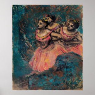 Degas - tre dansare i Red Costume Poster