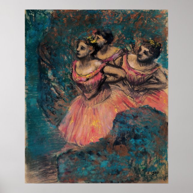 Degas - tre dansare i Red Costume Poster (Framsidan)