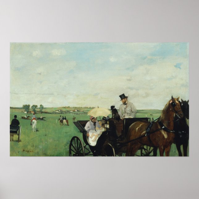 Degas - Vid kapplöpning på landsbygden Poster (Framsidan)