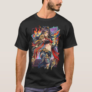 Dehya Genshin Impact Claymore Pyro Krigare Vaporwa T Shirt