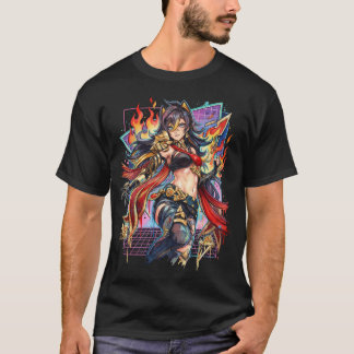 Dehya Genshin Impact Claymore Pyro Krigare Vaporwa T Shirt