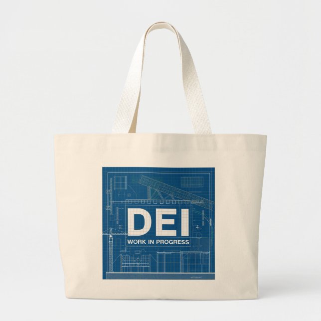DEI Work Blueprint Technical Teckning Tote Bag Bag Jumbo Tygkasse (Framsidan)