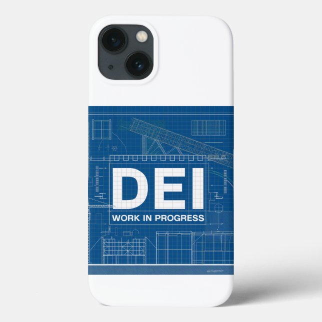 DEI Work Bluprint Technical Teckning iphone case (Baksida)