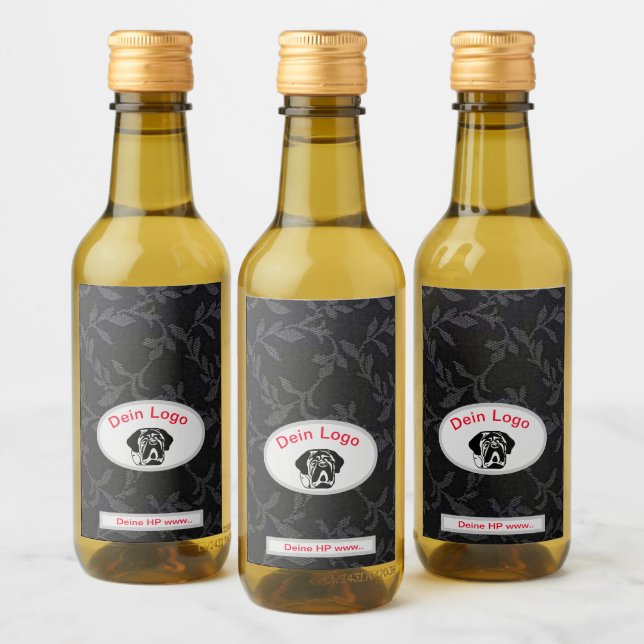  Dein Bild Mastiff Bulldog Logo Wein Etiketten  Vinetikett (Flaskor)