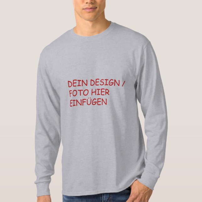 DEIN DESIGN / FOTO Herren Langarmshirt Shirt grau T Shirt (Framsida)