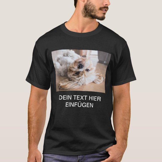  DEIN DESIGN/TEXT/FOTO Herren Hund schwarz T Shirt (Framsida)