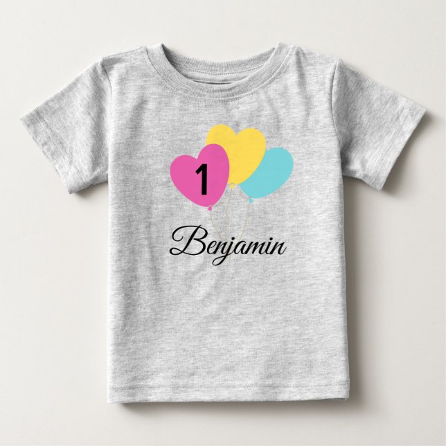 DEIN DESIGN/TEXT/PHOTO-ballong för första födelsed T Shirt (Framsida)