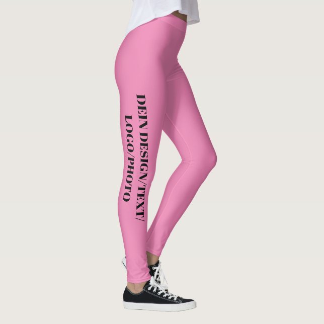 DEIN DESIGN/TEXT/PHOTO/LOGO rosa Frauen Sport Leggings (Höger)