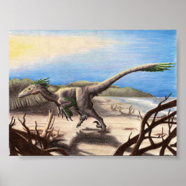 Deinonychus på utskrift av persikor poster