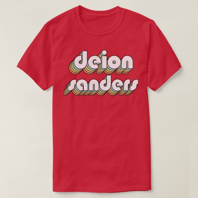 Deion Sanders Retro Rainbow Typography Faded Stil T Shirt (Design framsida)