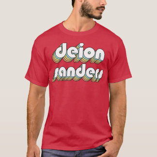 Deion Sanders Retro Rainbow Typography Faded Stil T Shirt