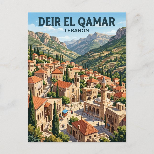 Deir el Qamar Libanon Vykort (Framsida)