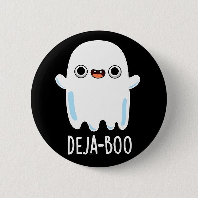 Deja Boo Funny Ghost Pun Mörk BG Knapp (Framsida)