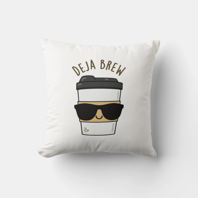 Deja Brew Funny Coffee Pun Kudde (Framsida)