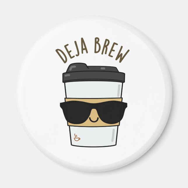 Deja Brew Funny Coffee Pun Magnet (Framsidan)