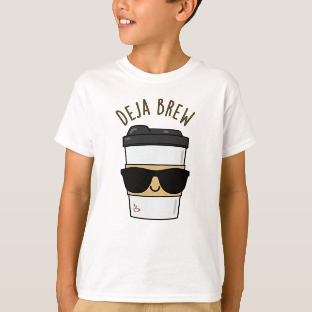 Deja Brew Funny Coffee Pun T Shirt (Framsida)