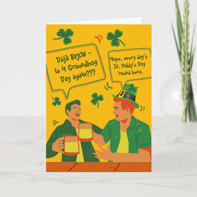 Deja Brew Funny St patricks day Killar på Pub Card Kort (Framsida)