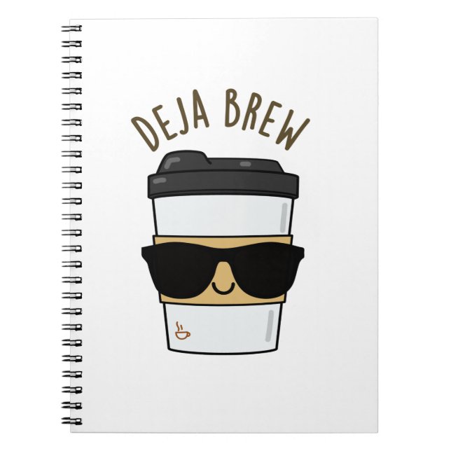 Deja Brew Rolig Kaffe Puns Anteckningsbok (Framsidan)