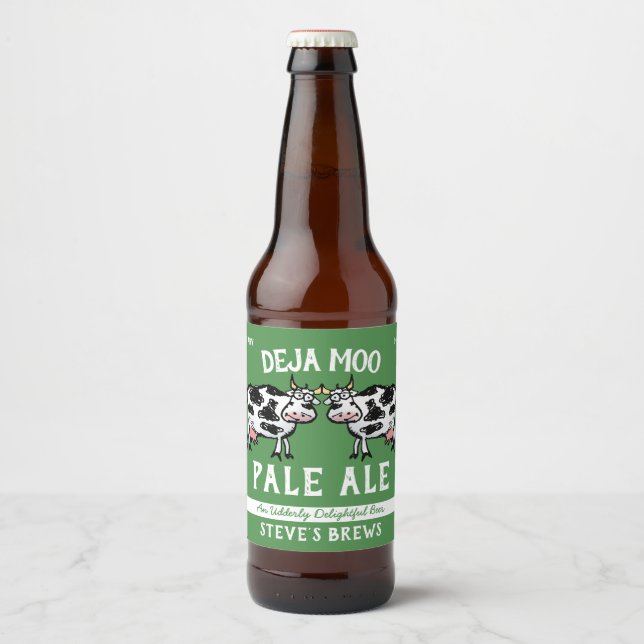 Deja Moo Funny Cow Ölflaska Etikett (Framsida)