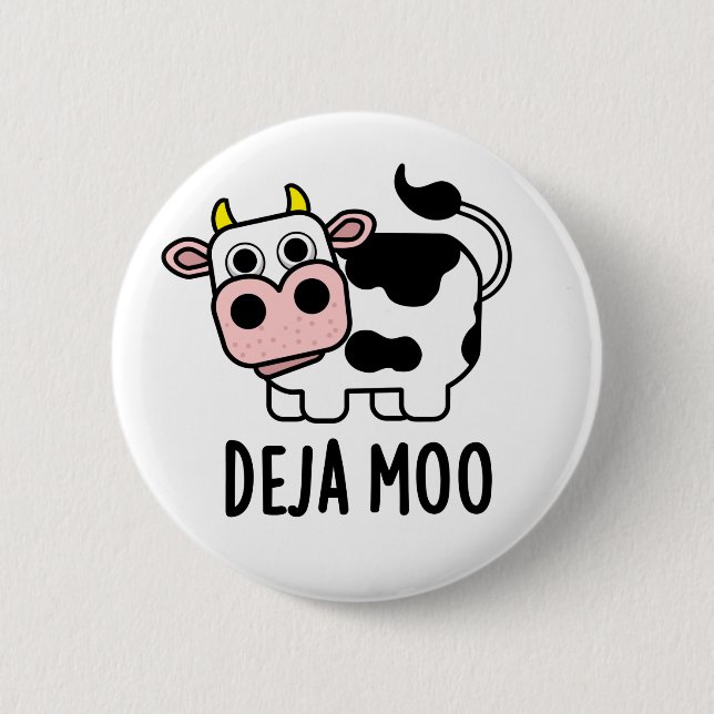 Deja Moo Funny Cow Pun Knapp (Framsida)