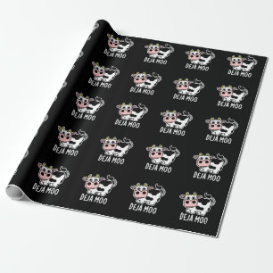 Deja Moo Funny Cow Pun Mörk BG Presentpapper