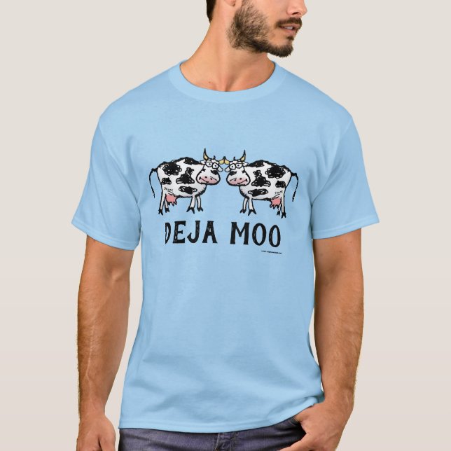 Deja Moo Funny Cow Tecknad Illustration T Shirt (Framsida)