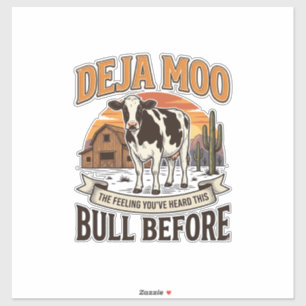 Deja Moo Rolig Ko Western Vintage T-Shirt Design_1 Klistermärken