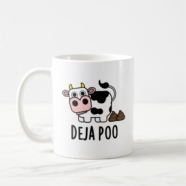 Deja Poo Funny Cow Poop Pun Kaffemugg (Vänster)