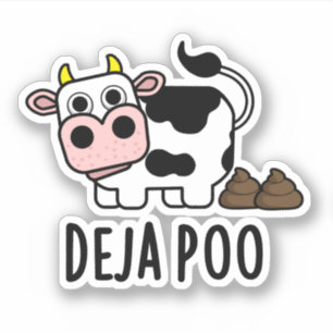 Deja Poo Funny Cow Poop Pun Klistermärken
