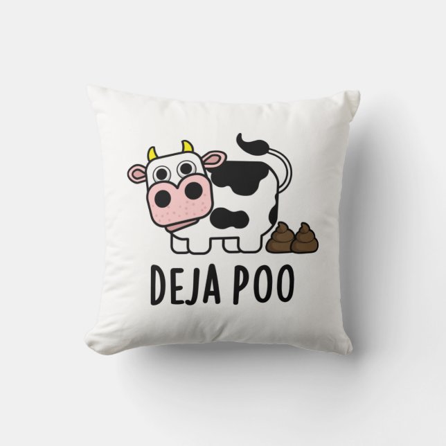 Deja Poo Funny Cow Poop Pun Kudde (Framsida)