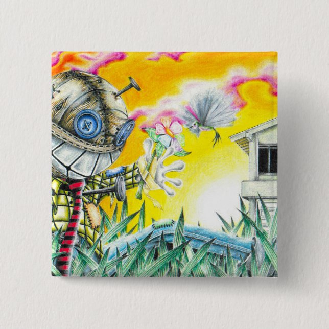 Deja Vudoo - Cute Colorful Pin Cushion Doll Art Knapp (Framsida)