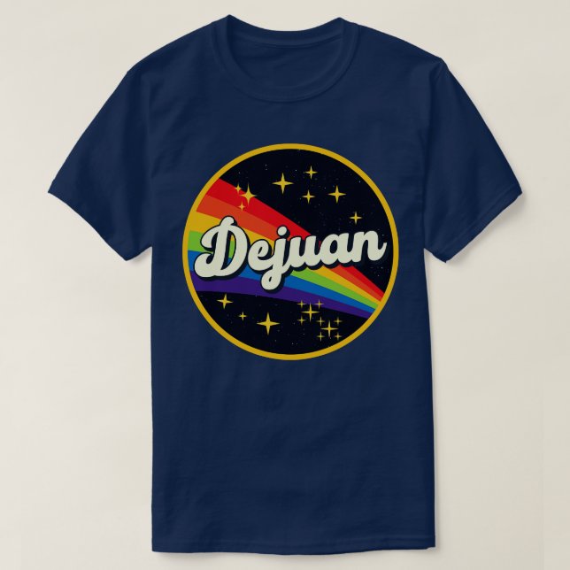 Dejuan Rainbow in Space Vintage Stil T Shirt (Design framsida)