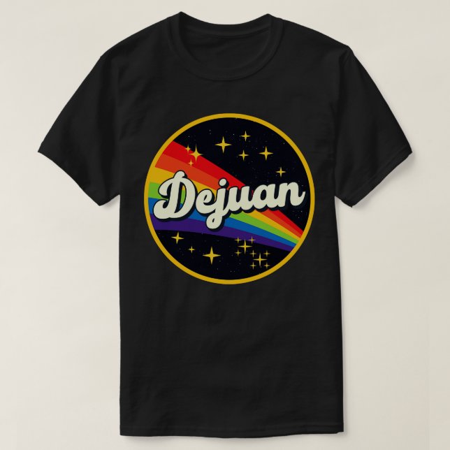 Dejuan Rainbow in Space Vintage Stil T Shirt (Design framsida)