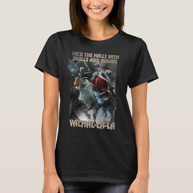 Deka alla hus med Döskallar och kroppar Valhalla L T Shirt (Framsida)