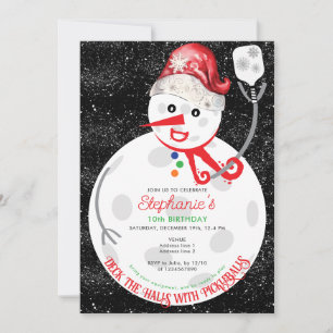 Deka Födelsedagsfesten Halls Julboll Pickleball Inbjudningar