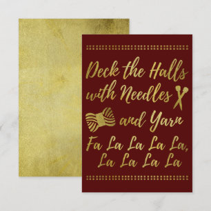 Deka Halls ・ Knitting & Garnbåtar Faux Guld Inbjudningar