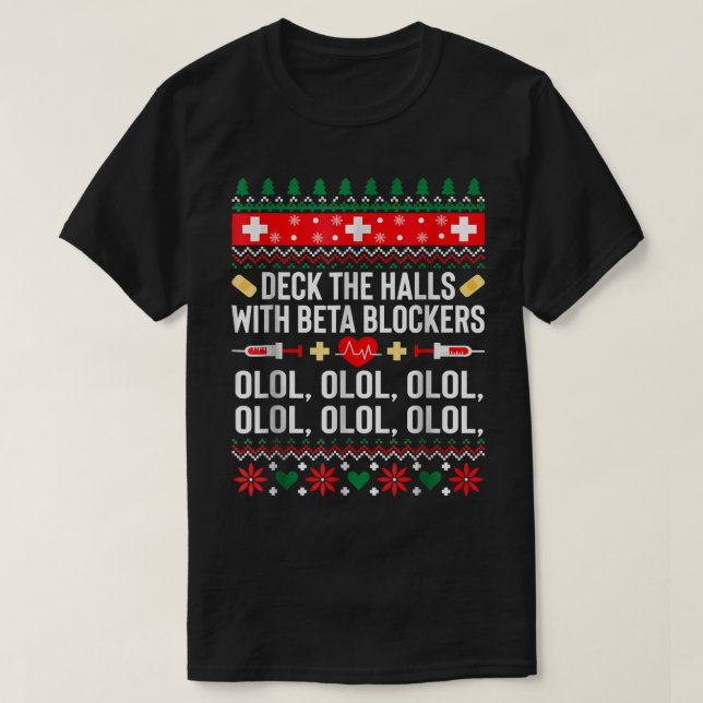 Deka Halls med betablockerare Kväll jul T Shirt (Design framsida)