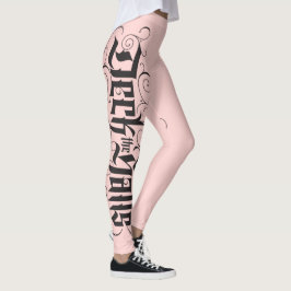 Deka Halls Modern Lettering  Rosa Black Leggings